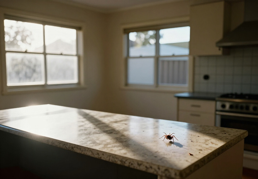 Spider webs in a Waitara storage area before treatment